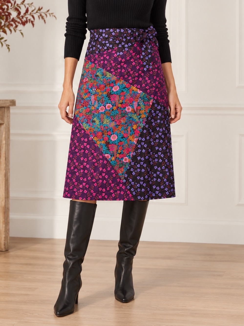 J.Crew x Liberty Tie-Waist Midi Skirt Mixed Floral Size 6